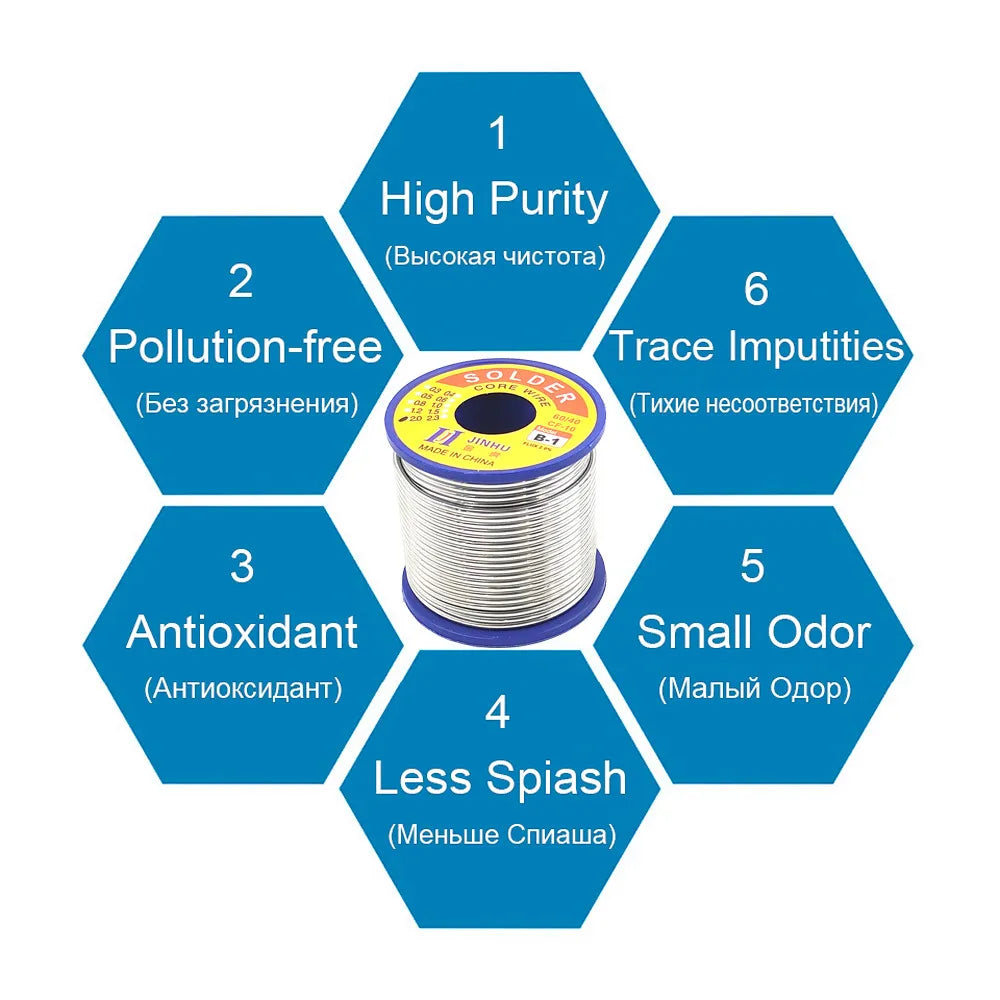 500g 60/40 B-1 0.5mm-2.0mm No-clean Rosin Core Solder Wire with 2.0% Flux and Low Melting Point for Electric Soldering Iron