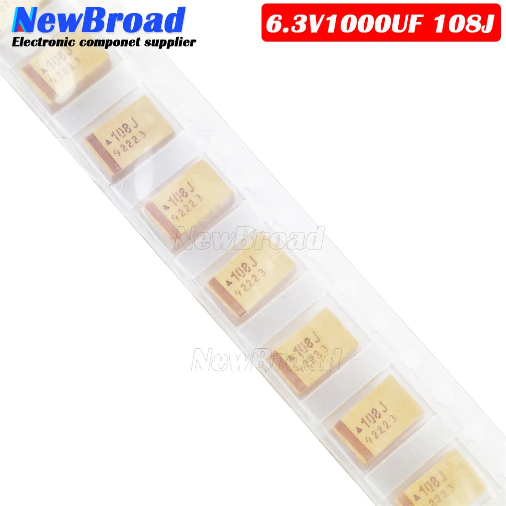 5PCS SMD Tantalum Capacitor 6.3V1000UF 108J 1000U 6V E7343 E-type 2927 6.3V 1000UF Yellow Black