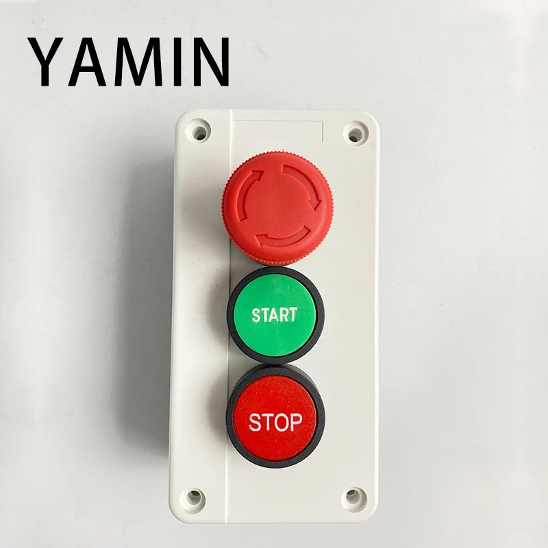 600V 10A OFF-ON-OFF Start Stop NC Emergency Stop NO Red Green Control Electric Circuit Flat Push Button Switch