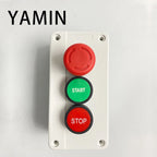 600V 10A OFF-ON-OFF Start Stop NC Emergency Stop NO Red Green Control Electric Circuit Flat Push Button Switch