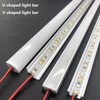 1-10 PCS LED Rigid Strip DC12V 50CM 20 Inch SMD5730 36LEDs U/V-Shaped Flat LED Aluminum Channel Rigid Strip for Indoor Lighting