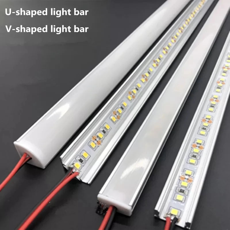 1-10 PCS LED Rigid Strip DC12V 50CM 20 Inch SMD5730 36LEDs U/V-Shaped Flat LED Aluminum Channel Rigid Strip for Indoor Lighting