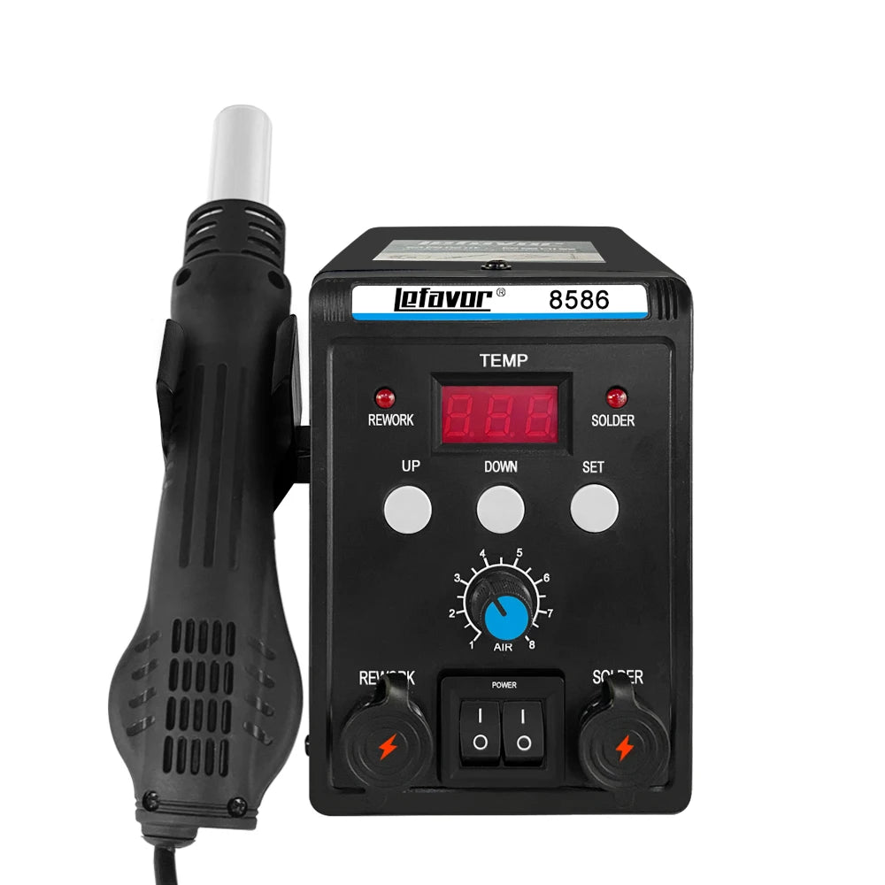Hot air gun 858D 8586 2 in 1 soldering station 700W 110V 220V BGA Rework SMD SMT welding repair tool Heat gun LED Digital Solder