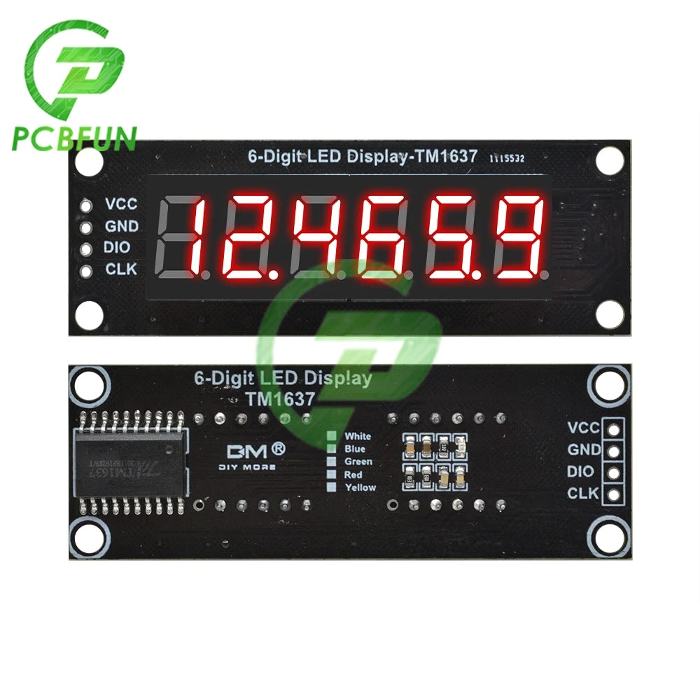 0.36 inch 6-digit LED Display Tube (decimal) 7 Segments Black TM1637 Red/Green/Yellow/Blue/White LED Display Module For Arduino