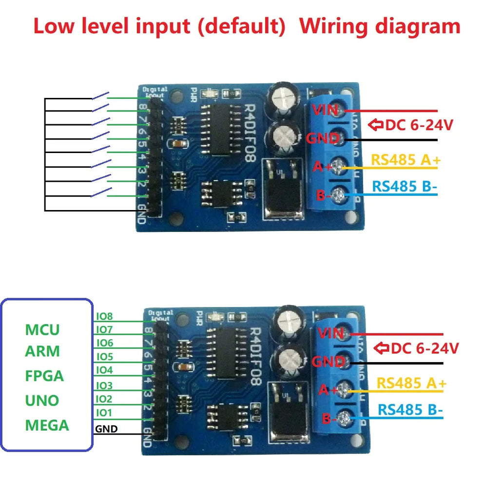 8 Digital Switch RS485 Acquisition Board TTL LvTTL CMOS IO for PLC Expand Relay Industrial Automation