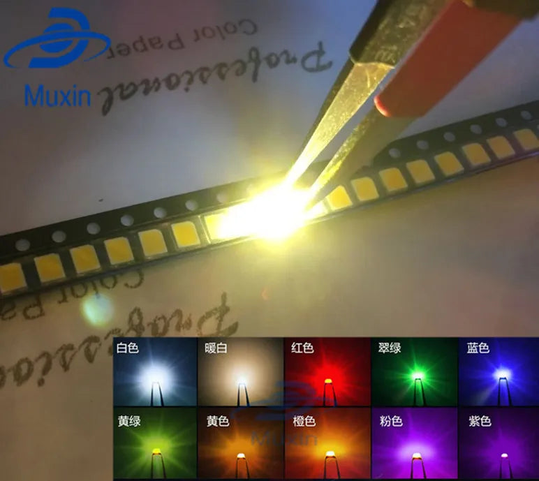 100pcs=5colors x 20pcs 5050 5730 3014 1210 2835 3528 1206 0805 0603 0402 SMD LED Diode Kit Red / Green / Blue / White / Yellow
