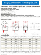 Split Core Current Transformer manufactur OPCT24AGL 100/5 150/5 200/5A 250/5 400A 5A open ac Clamp on Current Transform Sensor