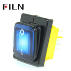 FILN KCD4 T85 220V 30A heavy duty red blue green IP68 waterproof led toggle switch 4pins on off marine freeze rocker switch
