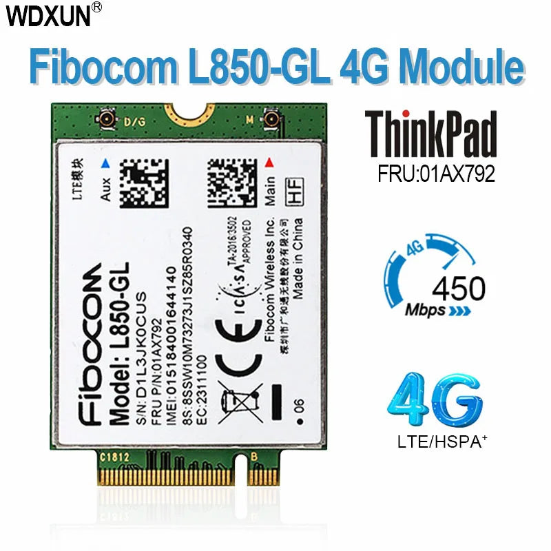 Fibocom L850-GL Card 01AX792 4G LTE Wireless Module For ThinkPad X395 X1 Carbon Gen6 X280 T580 T480s L480 X1 Yoga Gen 3   L580
