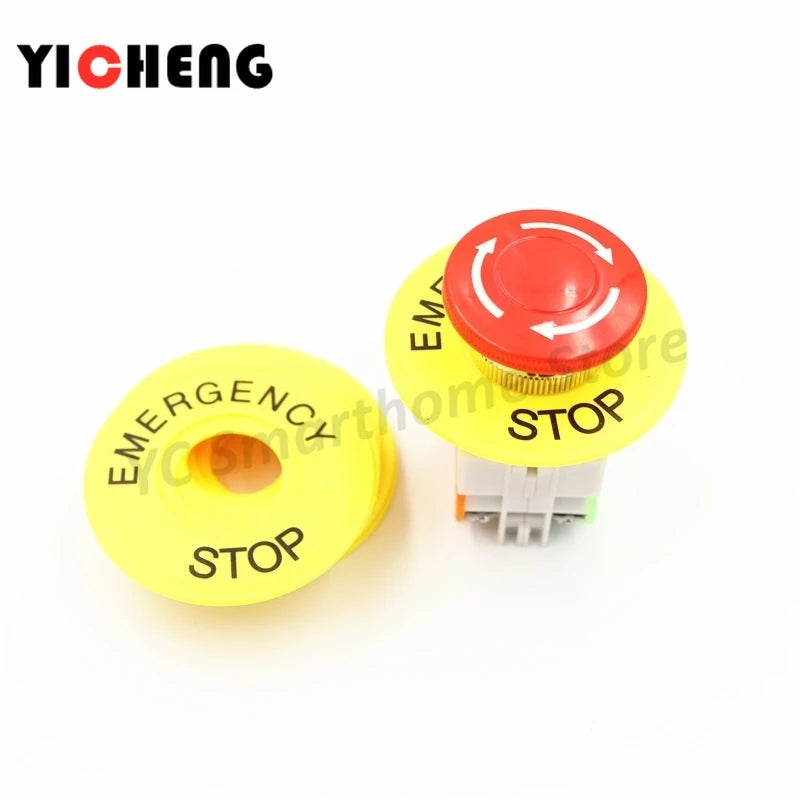 10 sets of mushroom head power switch emergency stop switch 10A 22mm button switch + STOP sign