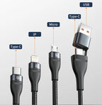 Baseus 3 in 1 USB Type C Cable for iPhone 15 14 13 12 Pro Charger Cable 100W Micro USB Type C Cable for Macbook Samsung Xiaomi