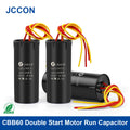 2Pcs CBB60 Double Start Capacitor for Washing Machine Motor High Stability Flame-Retardant High Insulation Resistance 6UF+4UF