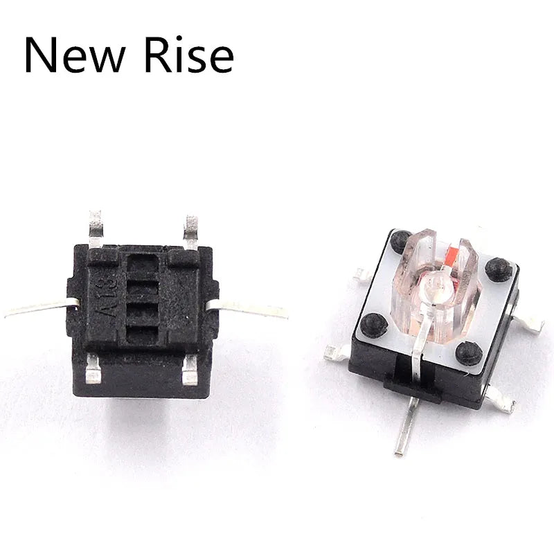 10PCS 6*6*7mm SMT tactile switches Red / White light led micro switch 6x6x7 6x6x7mm Light touch 6x6mm SMD