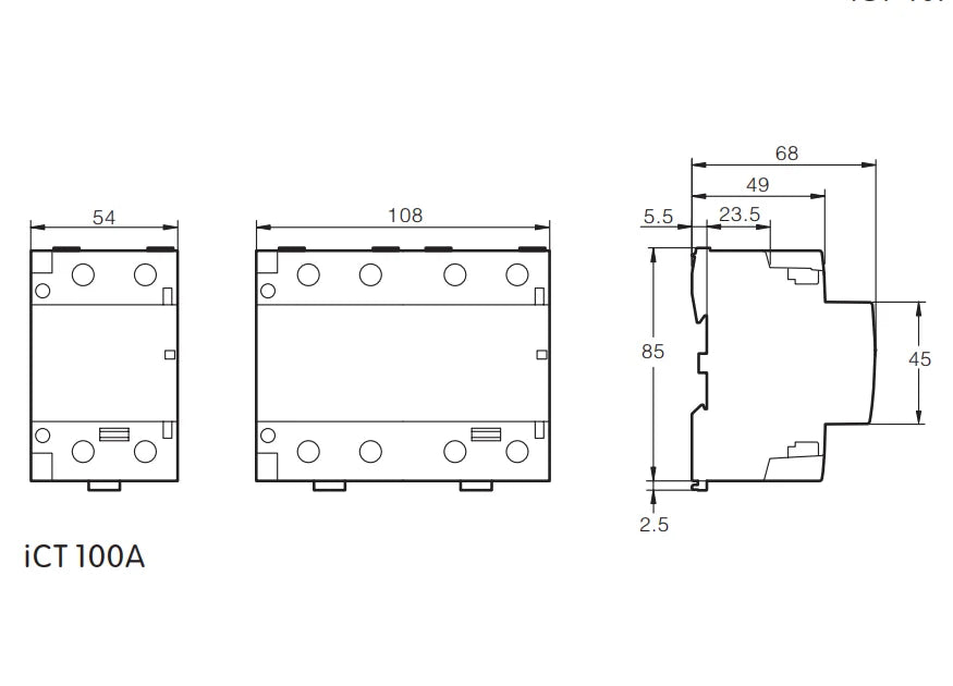 Modular Household Contactor 220V ICT 2P 16A 20A 25A 2NC 2NO 1NO 1NC 50/60Hz