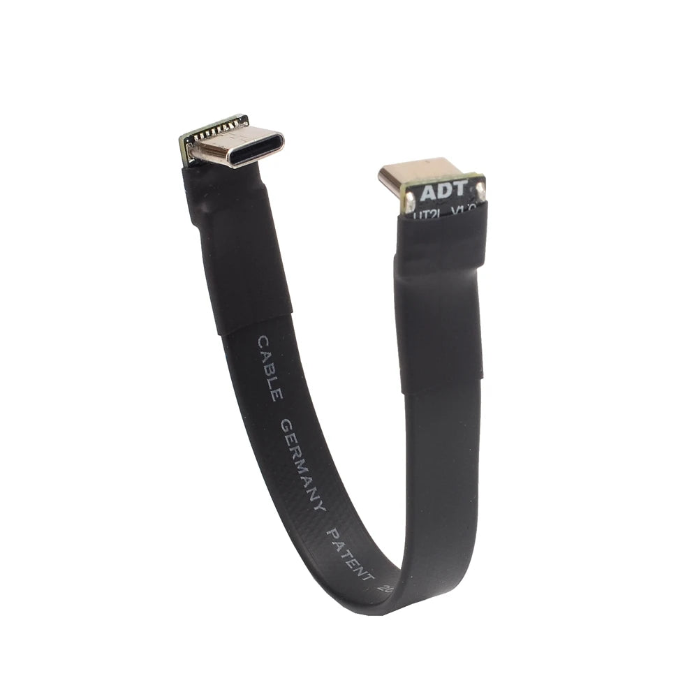 USB 2.0 Type C Ribbon Flat Cable Shielded Extension FPC Cable USB 2.0 USB-C 90 Degree Up/Down Angled Connectors 5CM-3M For TV PC