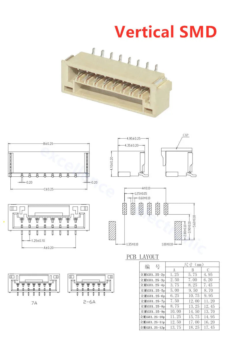 5/10sets GH1.25 GH 1.25 1.25mm with lock Connector Socket Pin Header Vertical Horizontal JST Housing Terminal 2 3 4 5 6 7 8 pin