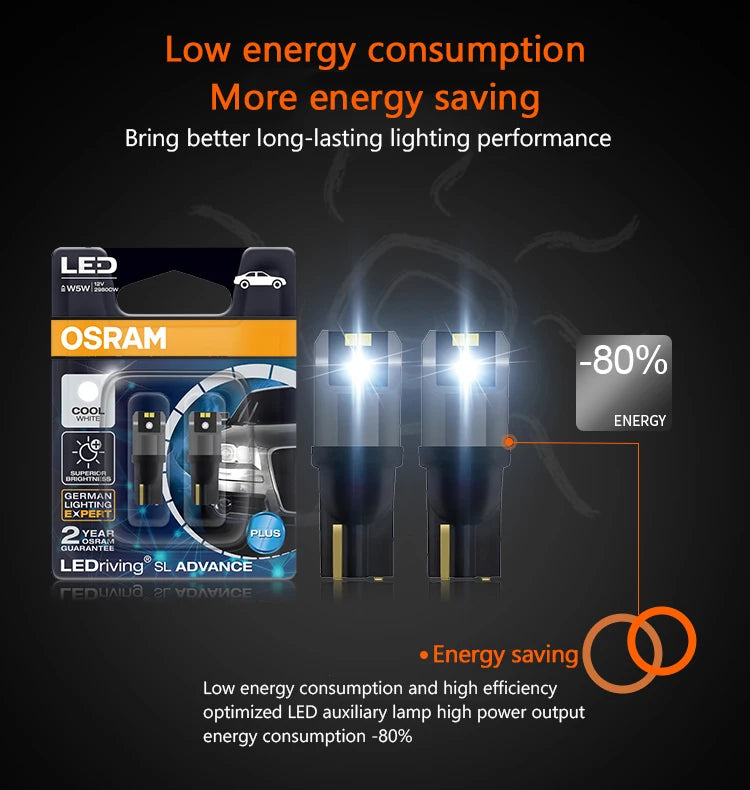 2/4pcs OSRAM T10 W5W LED Bulbs Signal Lamps 6000K White Turn Interior Reading Lights Auto Bulbs Plug&Play 12V LEDriving Advance