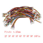 10Pcs JST 1.25mm 1.25 Female Wire Cable Connectors Double Head JST 1.25 Electronic Wire Connector Lenght 10CM 15CM 20CM 30CM