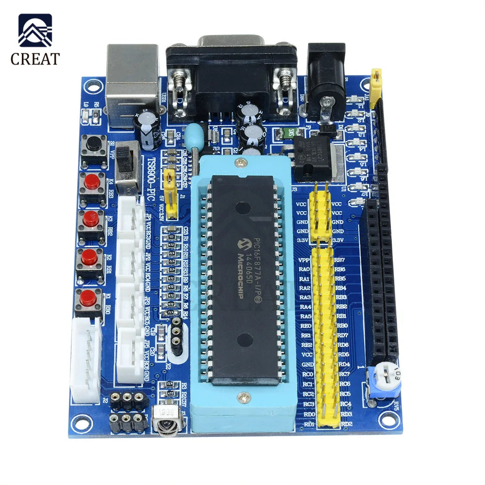 DC 12V PIC16F877A PIC Minimum System Development Board Emulator JTAG ICSP Program Minimum System Microcontroller Module