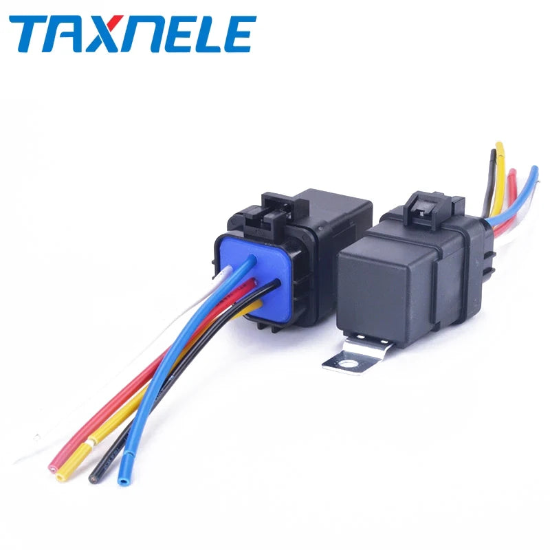Automobile Relay Waterproof Integrated Wired  DC12V 24V 40A 5Pin 4pin Auto Relay + Holder With 105mm Length Wires