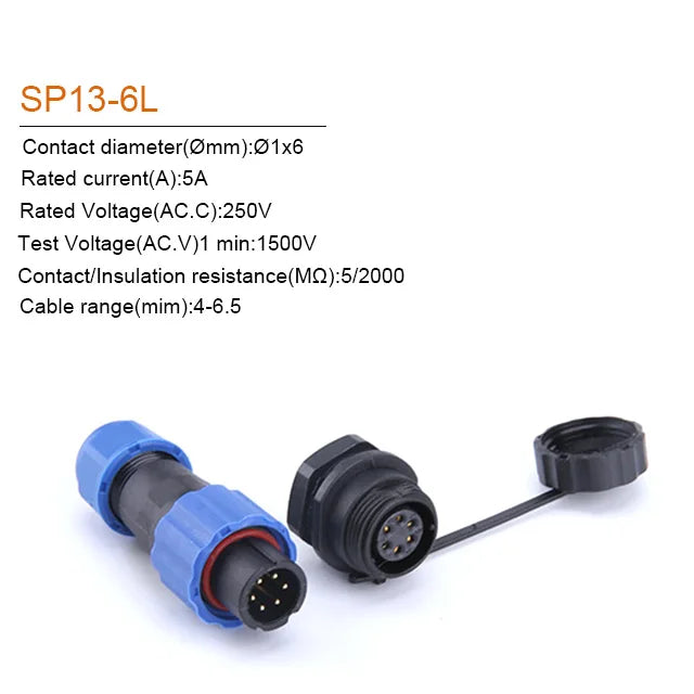 Waterproof Connector IP68 SP13 2/3/4/5/6/7/9PIN  Male Plug & Female Socket  Panel Mount Wire Cable Connector Aviation Plug