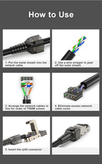 ZoeRax 10-Pack RJ45 Cat8 Cat7 Cat6a Connectors, Tool-Free Zinc Alloy Shielded Ethernet Termination Plugs for 23AWG SFTP Cables