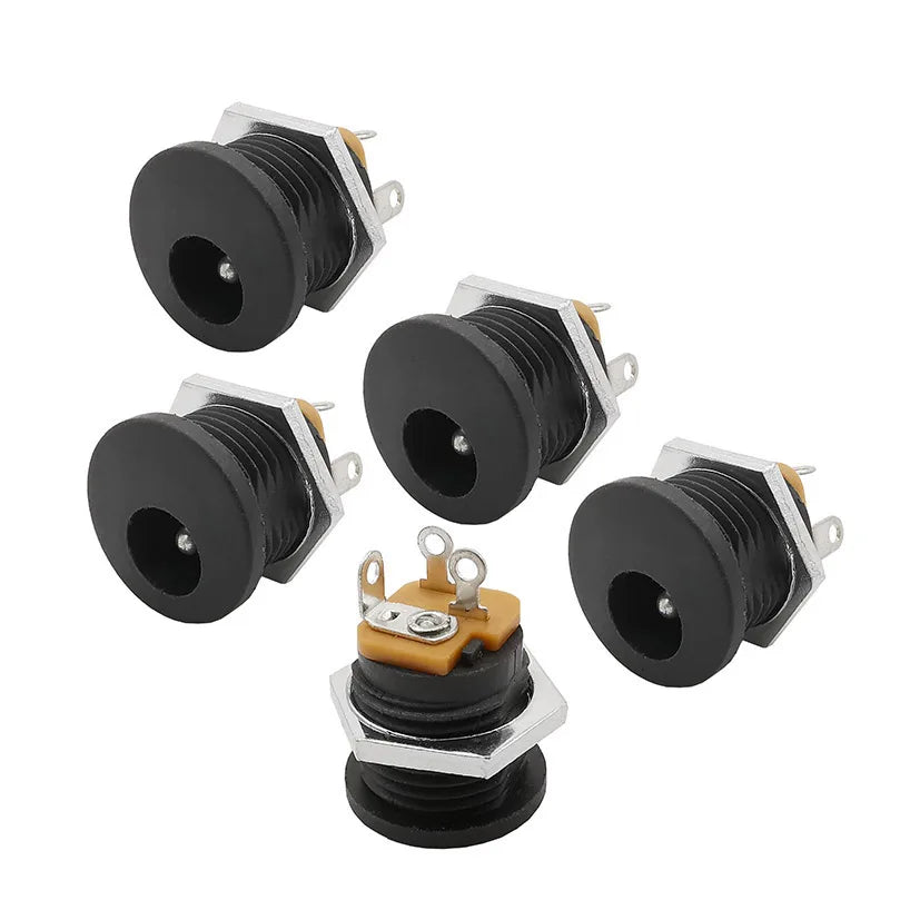 DC-022 5.5x2.1mm DC Power Female Socket Connector DC Plug Jack Screw Nut Interface Panel Mounting Socket Connector DC022 5.5*2.1