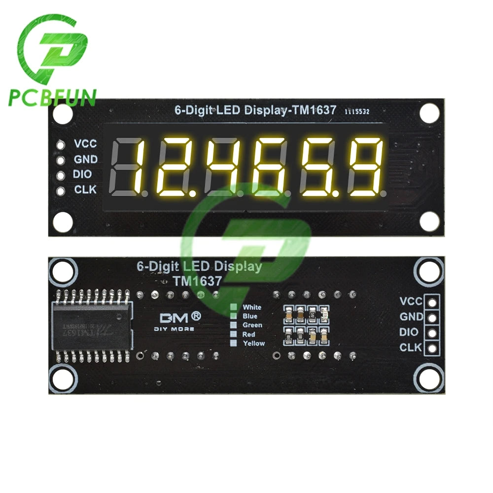 0.36 inch 6-digit LED Display Tube (decimal) 7 Segments Black TM1637 Red/Green/Yellow/Blue/White LED Display Module For Arduino
