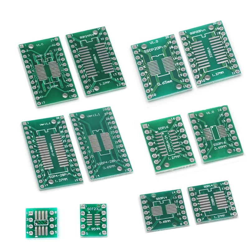 10-100PCS Javino PCB Board Kit SMD Turn To DIP Adapter Converter Plate SOP MSOP SSOP TSSOP SOT23 8 10 14 16 20 28 SMT To DIP