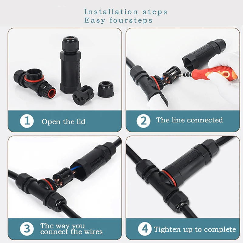 IP68 Waterproof Connector Outdoor LED Lighting Sealed Connector  Assembly Type Wire And Cable Quick Terminal Connector 2/3/4/5P