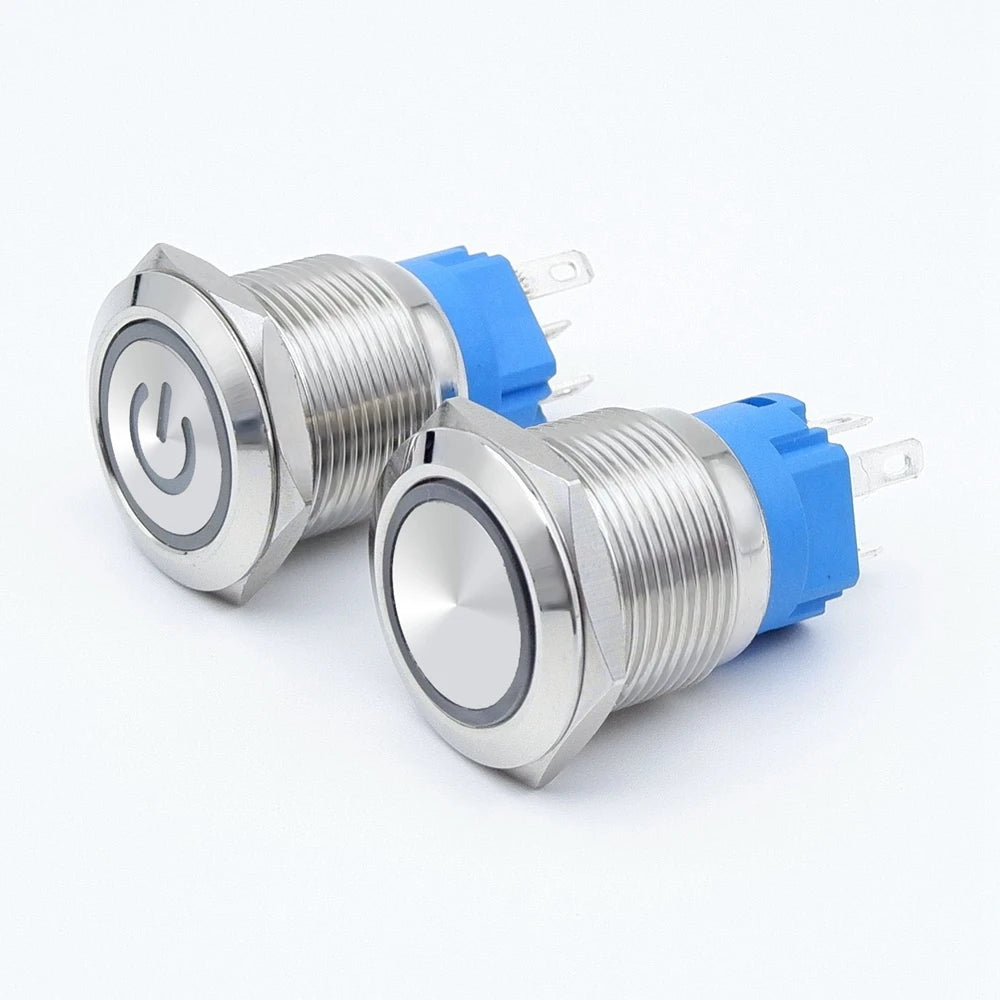 On Off PC Power Metal Waterproof Push Button Switch 12v for Car Ignition Switches Momentary/Latching NC 5V 220V 12 16 19 22 mm