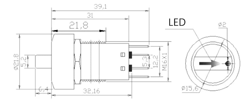 16mm Metal Rotary Selector Switch 2 3 Position On Off 12V Led Red Green Stainless Steel Push Button Switch 1NO1NC Latching SPDT