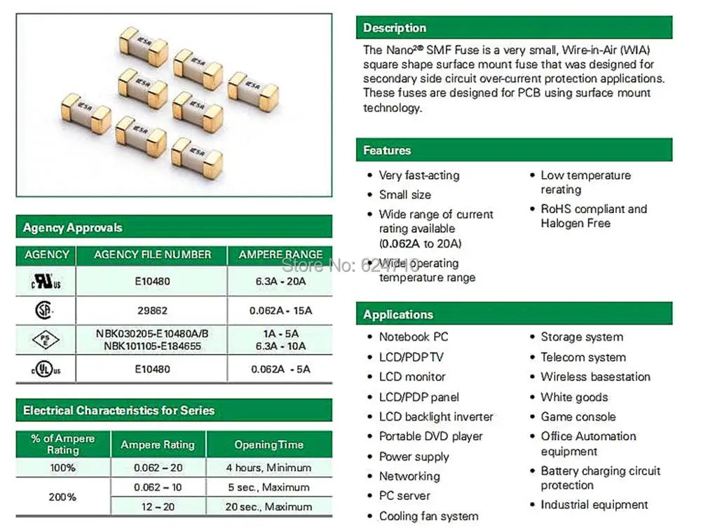 0451 2410/1808 SMD Fuses LF 62mA~15A 250mA 315mA 400mA 1A 1.6A 2A 3A 3.15A 4A 5A 6.3A 7A 10A 12A SMF Disposable Ceramic Fuse