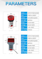 Mini Digital LED Thermometer Square/Round Head Temperature Gauge for Liquid & Air Measurement Range -25℃ to 150℃