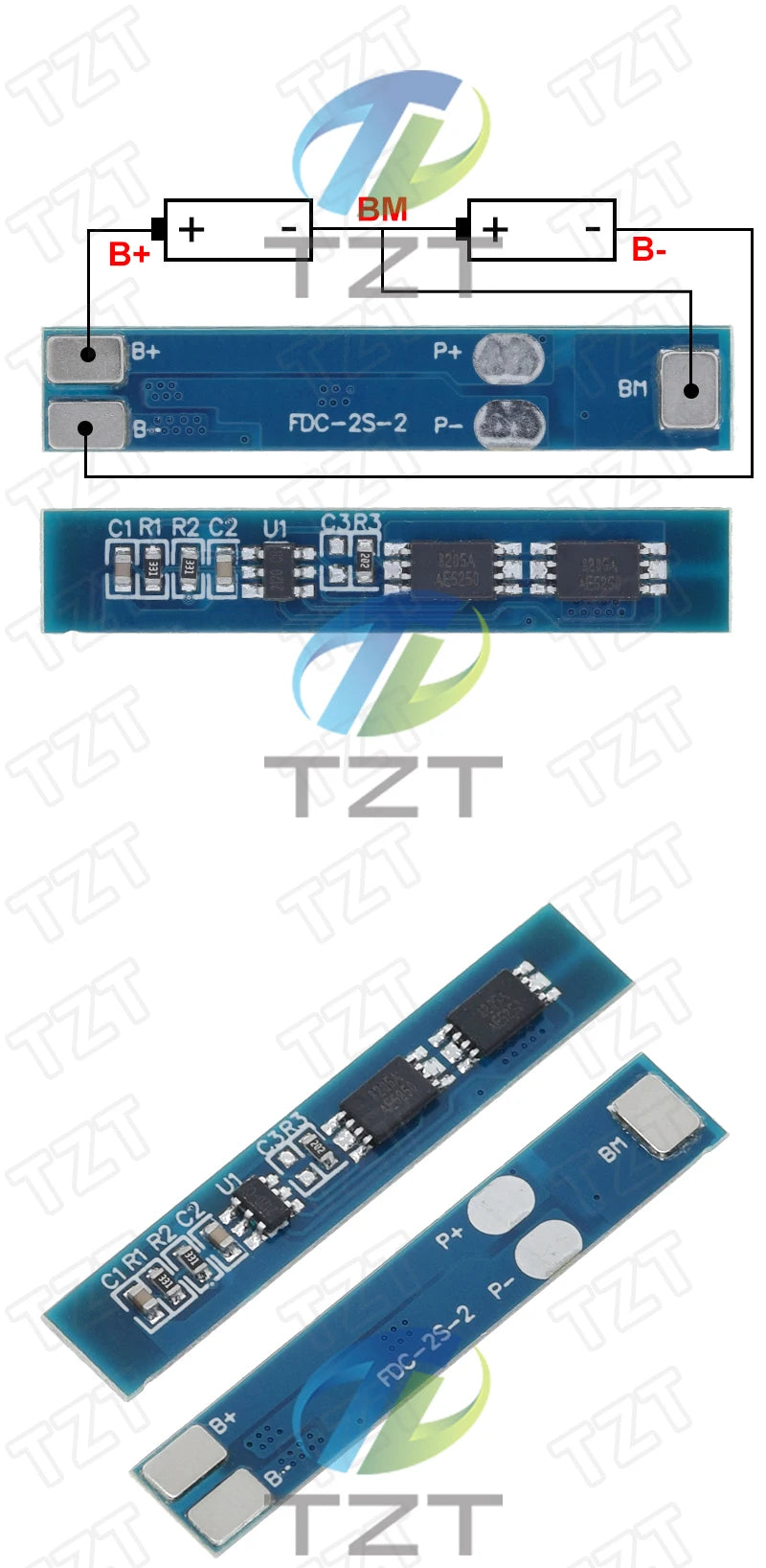 TZT 1/3/5/10PCS  2S 3A Li-ion Lithium Battery 7.4v 8.4V 18650 Charger Protection Board bms pcm for li-ion lipo battery cell pack