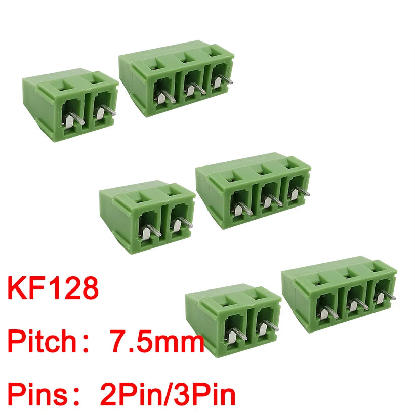 10Pcs KF128 2Pin 3Pin Screw Type PCB Terminal Block Wire Connector 2.54mm/3.5/3.96/5.0/5.08/7.5mm Straight Pin Splice Terminals