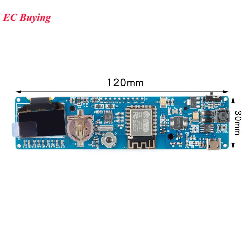 ESP8266 ESP-12F 0.96" OLED Display WiFi Clock Module Weather Forecast Micro USB Development Board with 18650 Battery Case CH340