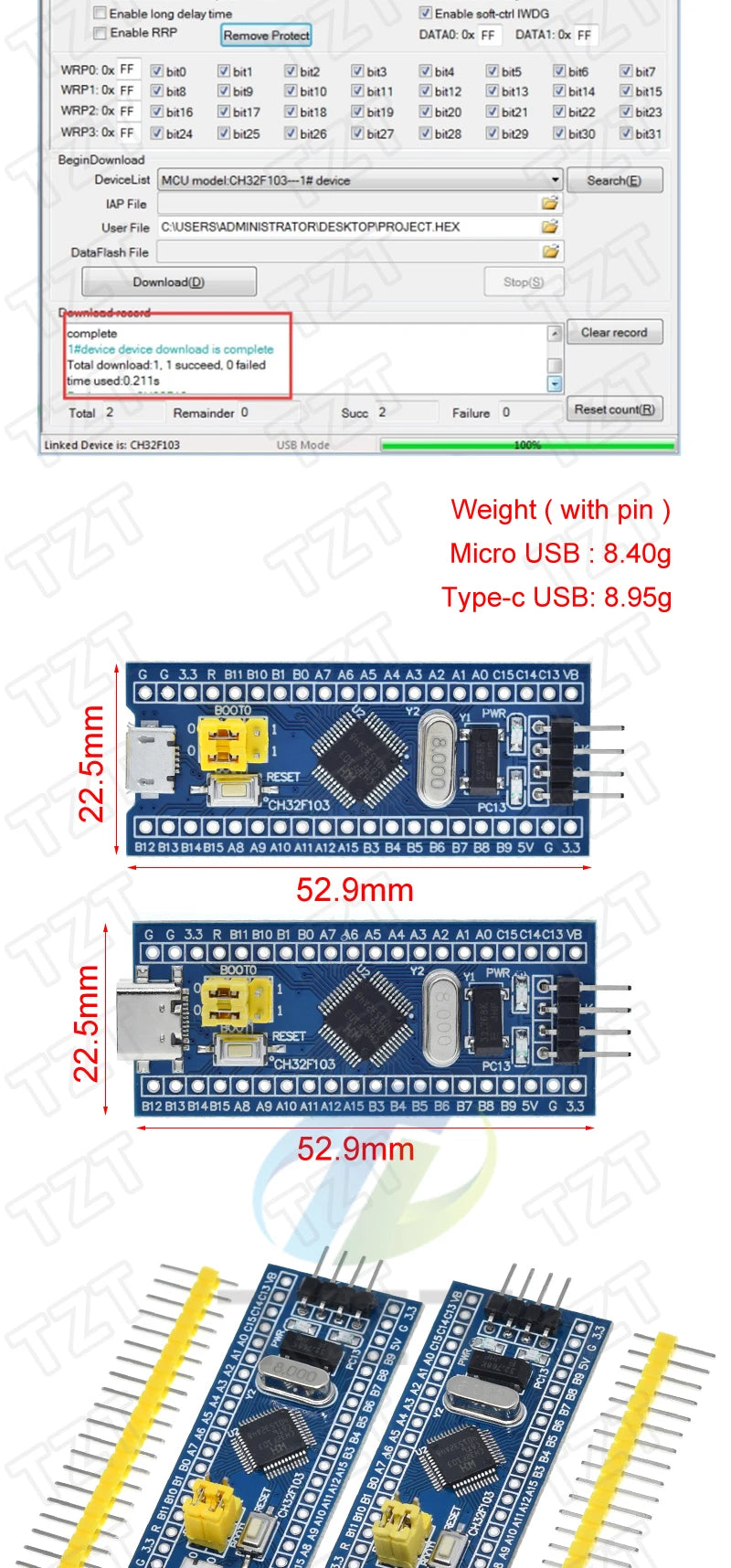 STM32F103C8T6 CH32F103C8T6 ARM STM32 Minimum System Development Board STM32F401 STM32F411 + ST-LINK V2 Download Programmer