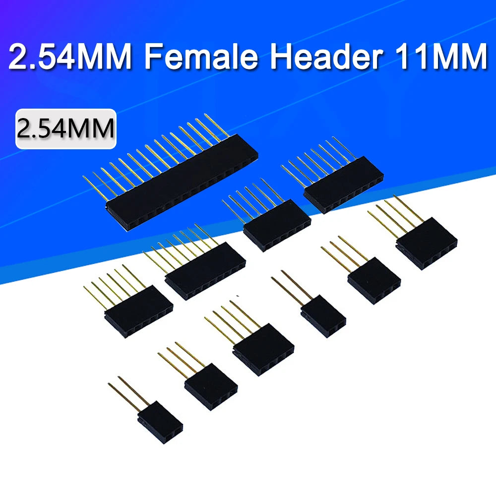 10-100pcs 1X2/3/4/6/8/10/15 Pin 2.54MM Stackable Long Legs Femal Header For Arduino Shield Stlxy