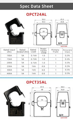 Split Core Current Transformer manufactur OPCT24AGL 100/5 150/5 200/5A 250/5 400A 5A open ac Clamp on Current Transform Sensor