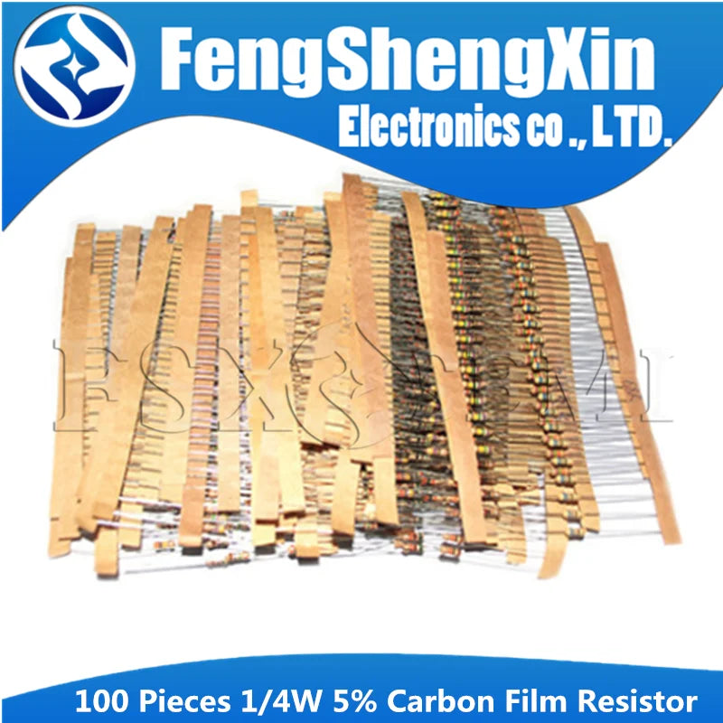 1000PCS 1/4W Carbon Film Resistors 5% 1R-10M 10R 47R 100R 220R 1K 10K 4K7 100K 560K 1M 3M3 ohm 470R 0.25W Color Ring Resistance
