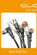 Cloweit M12 3 4 5 8 Pins PVC LED IP67 Sensor Cable Connector Type A Socket Plug 2m Waterproof  Male&Female Straight Angle