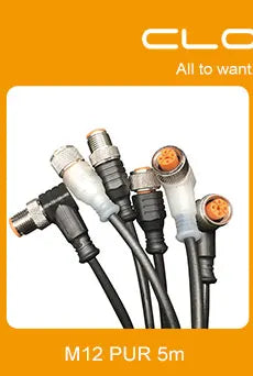 Cloweit M12 3 4 5 8 Pins PVC LED IP67 Sensor Cable Connector Type A Socket Plug 2m Waterproof  Male&Female Straight Angle
