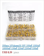 50pcs/lot 3296W Series 500R 1K 2K 5K 10K 20K 50K 100K 200K 1M Multi-turn Potentiometer 10K Variable Resistors with Box Set
