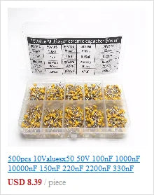 50pcs/lot 3296W Series 500R 1K 2K 5K 10K 20K 50K 100K 200K 1M Multi-turn Potentiometer 10K Variable Resistors with Box Set