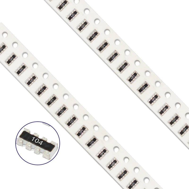 100pcs 0402*4 8P4R 2*4P SMD Network Resistor Array 0 4.7 5.1 10 22 33 47 49.9 51 100 220 1K 2K 3.3K 10K 100K 220K 470K Ohm 0R~1M