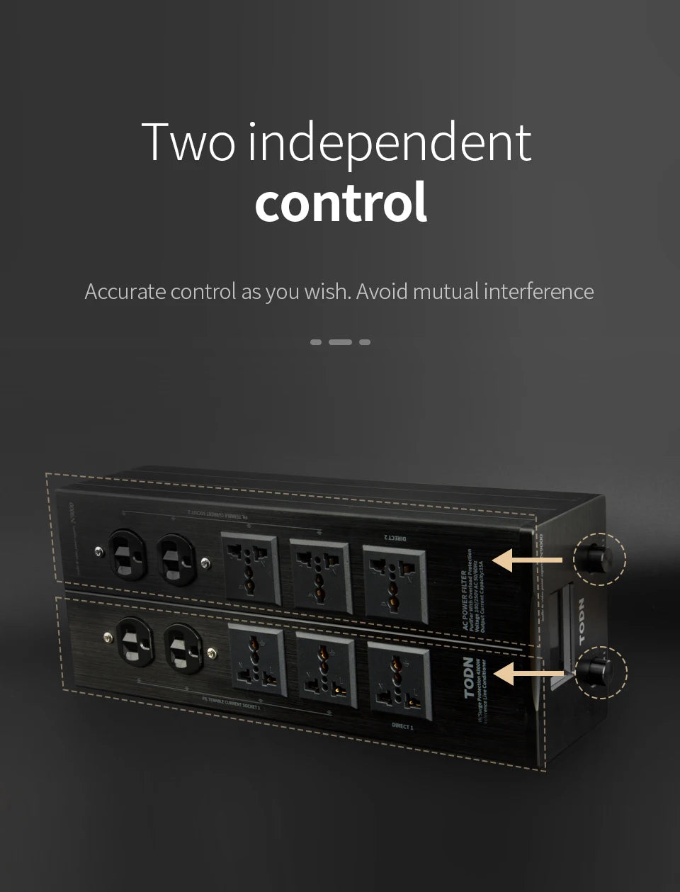 TODN Audio Noise AC Power Filter Power Conditioner Power Purifier Surge Protection with EU Outlets Power Strip