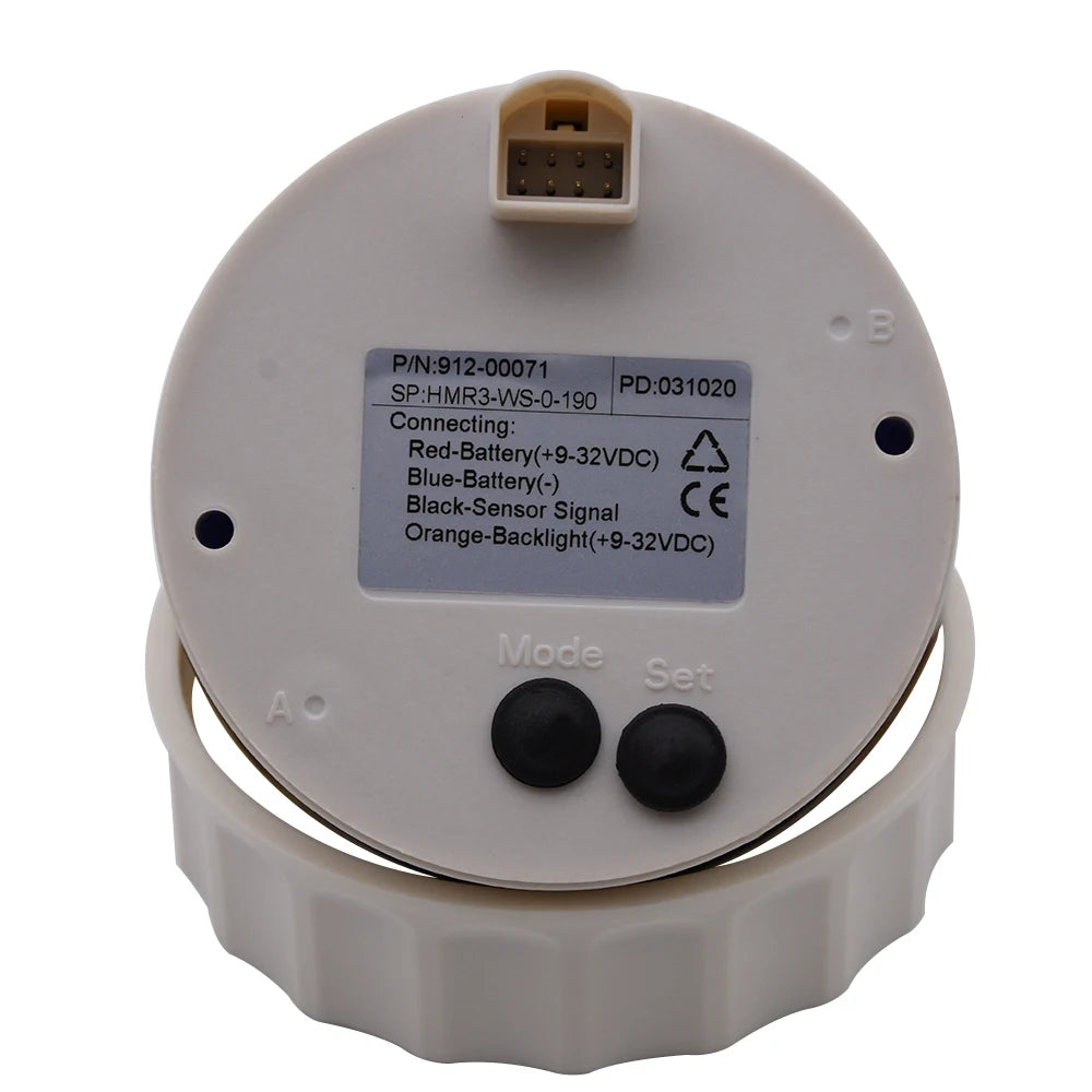 12V/24V STBD PORT Rudder Angle Meter 85mm Rudder Angle Indicator with 0-190 ohm Rudder Angle Sensor 7 Color Backlight Customized