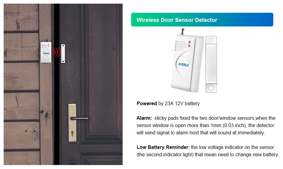 KERUI 433MHz Wireless Door Window Magnetic Sensor for W181 W184 W202 W204 WiFi GSM Home Security Alarm System
