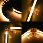 8mm 10mm 2pin COB LED Strip Connector Tape Lights L Shape LED Corner Connectors for SMD COB 5050 2835 Strip Light Fixed Clamps